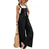 2025 Women's Summer Retro Style Jumpsuit New Style Solid Color Casual Strap Pants Loose Fit Breathable with Art Retro Pocket