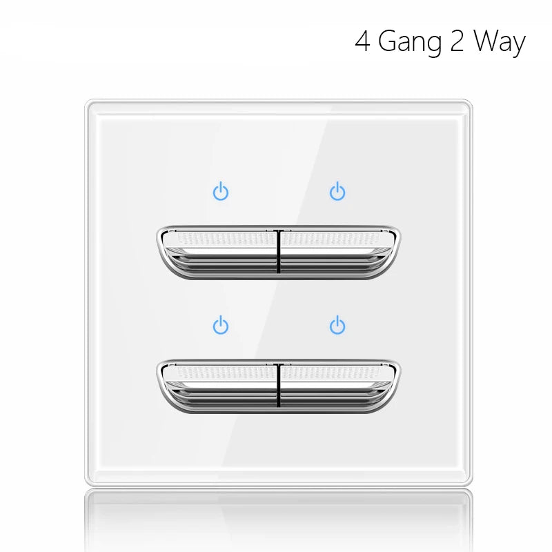 Light Switch With LED Indicator Wall Reset Switch Intermediate Switch Return Switch White Glass Frame 16A Switch
