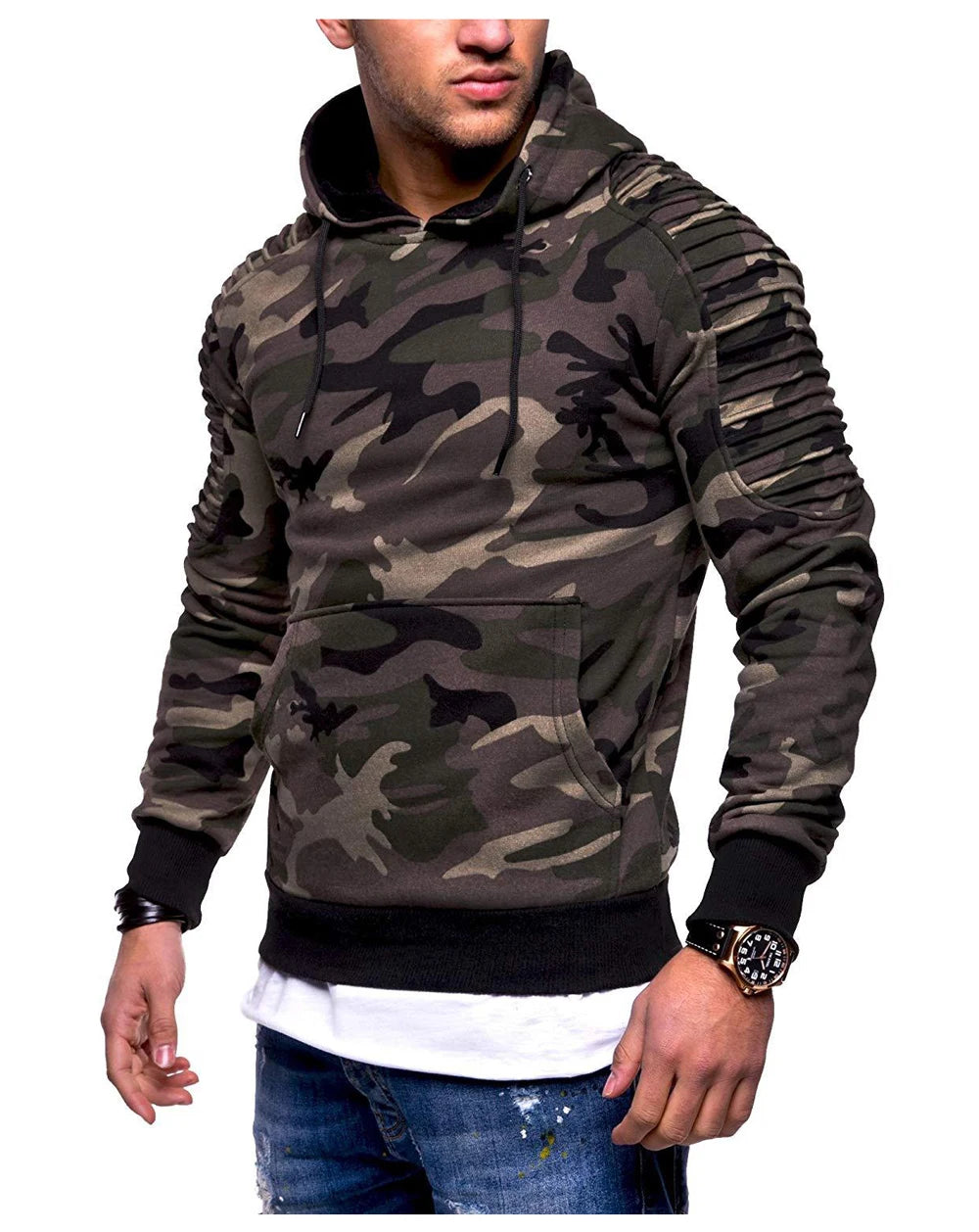DIMUSI Hooded Mens Casual Camouflage Windbreaker Sweatshirt Coats Mens Streetwear Hip Hop Hoodies Sportswear Tracksuits Clothing