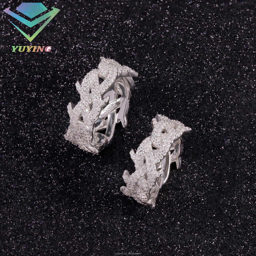 Yu Ying Fine Jewelry Moissanite Hip Hop Rings Rapper Style 18K Gold Plated 925 Sterling Silver Moissanite Diamond Ring for Men