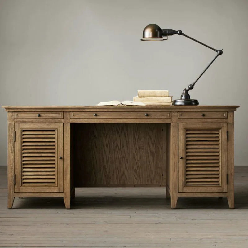 American Country Vintage Oak Computer Desk Solid Wood Home Children Study Table Drawer Storage Customizable Computer Desks
