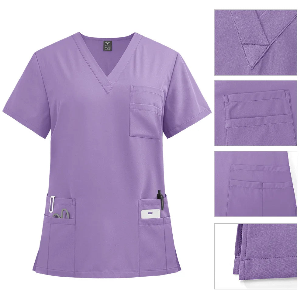 Salon Work Clothes Jersey Breathable Hospital Uniforms Nurse Beauty Dental Custom LOGO Uniform Medical Scrubs Sets for Men Women