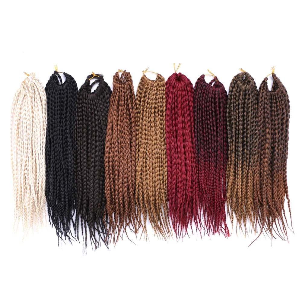 Full Star 3X Small Box Braids 14” 18” Synthetic Hair 80 g Crochet Braids 22 Strands/Pack for Women Ombre Brown Black Color