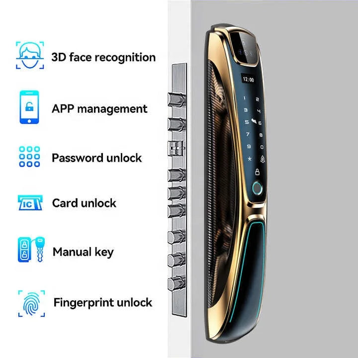 Automatic Fingerprint Electronic Digital Tuya 3D Face Recognition Cards Keys Smart Door Lock Wifi for Home Hotel Apartment