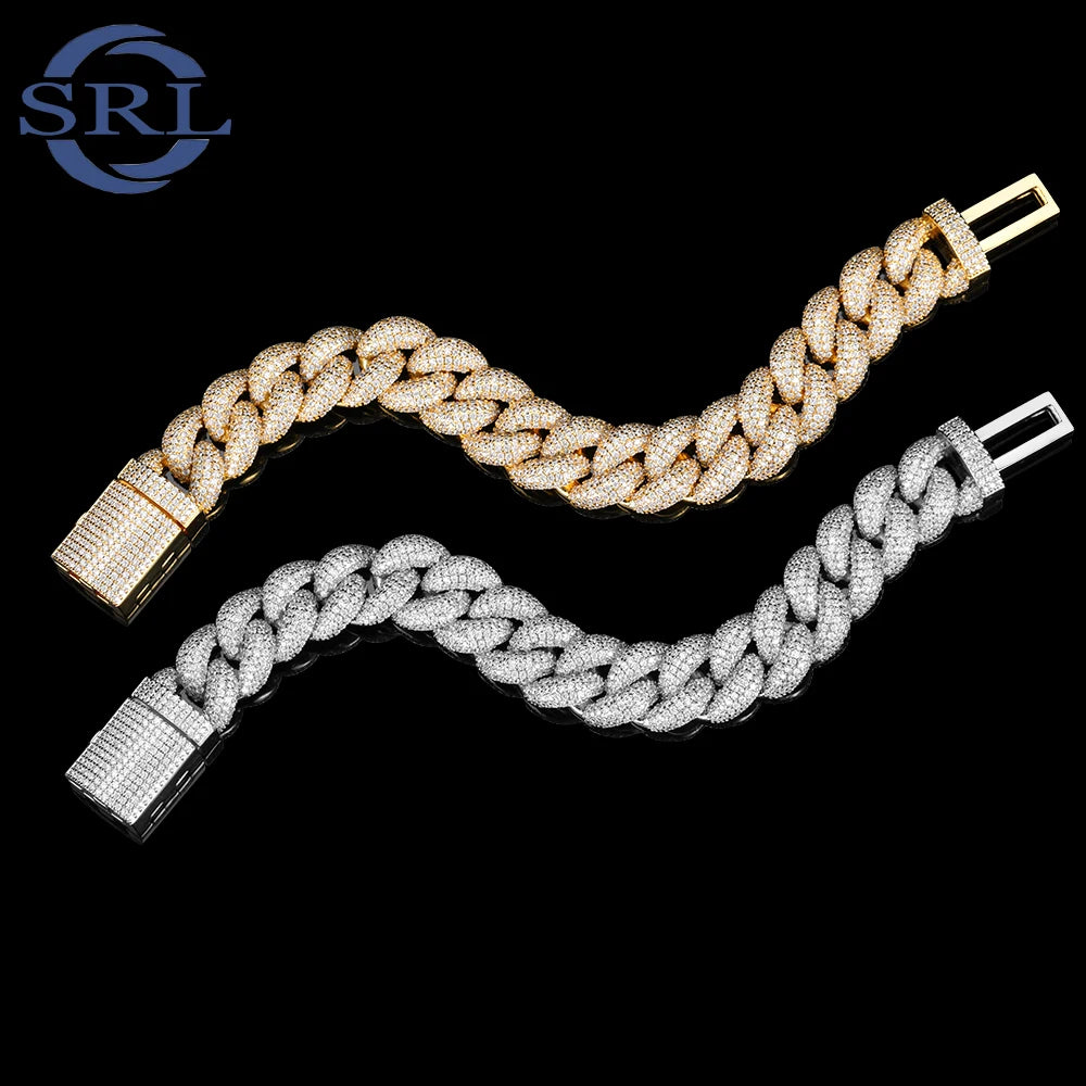 Wholesale Versatile Men's Fashion Charm Bracelet Hip-Hop Full Diamond Cuban Chain Thick Iced Out Zircon Bracelet