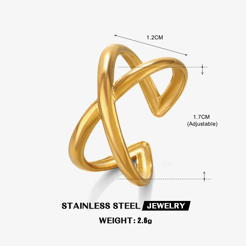 New Arrival Premium Unisex Stainless Steel Jewelry Trendy X-Shaped 3D Rings High Aesthetic Irregular Streamlined Tail Design