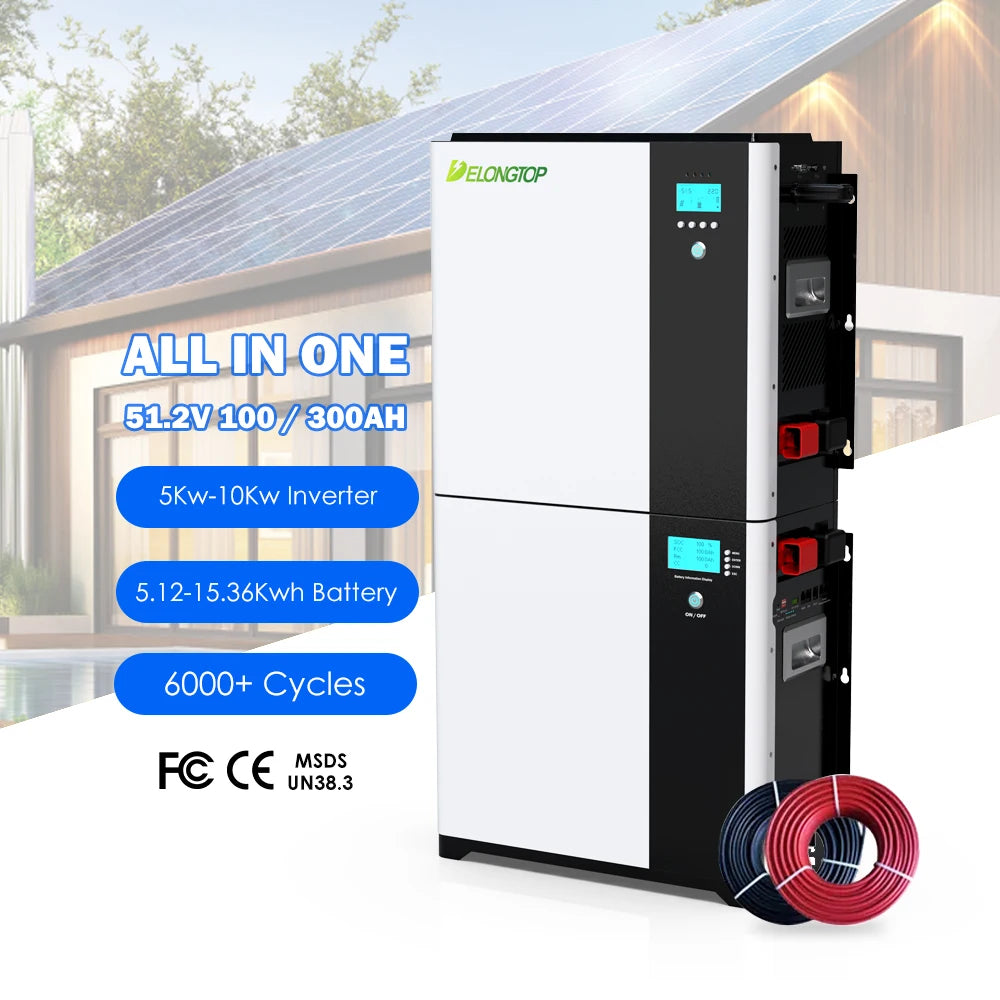 EU Stock All in One 5Kva Inverter 48V 100Ah 5Kwh LifePO4 Battery Solar Storage System 48V Lithium Home Energy Storage Batteries