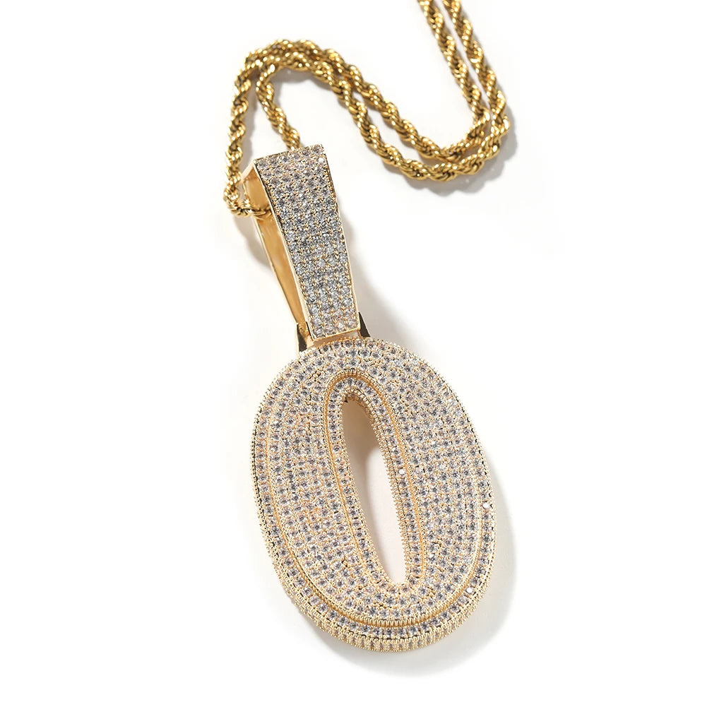 UWIN Hip Hip CZ Lucky Number Pendant Single Big Numbers Pendant Necklace 0 to 9 Special Rapper Jewelry