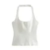 PB&ZA Women 2024 Spring New Fashion Hang the Neck and Slim the Body Tank Tops Vintage Backless Female Camis Chic Tops