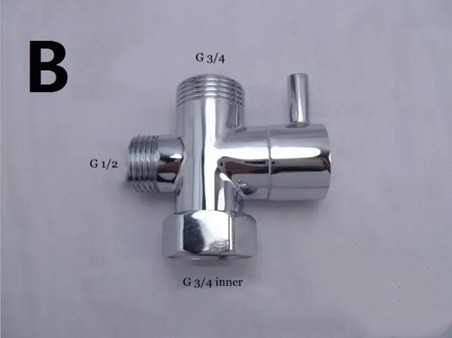 G1/2 Black Water Divider One-in-two-out Three-Way Shower Faucet Valve Adapter Hot Cold Water Switch