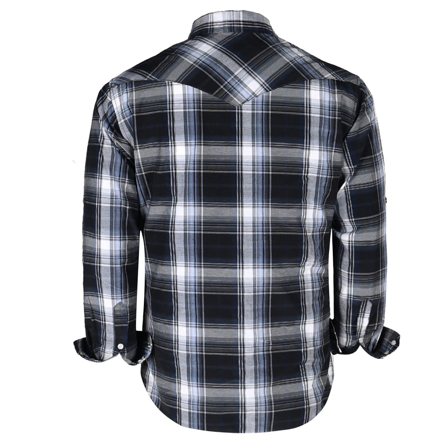 Men's Western Cowboy Long Sleeve Pearl Snap Casual Plaid Work Shirts