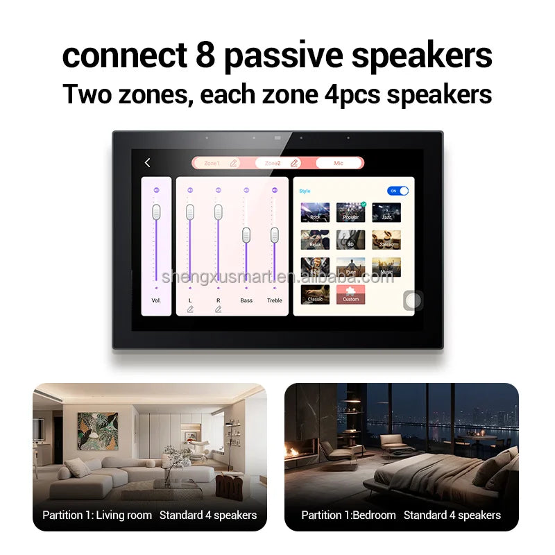 10-Inch BT Smart Home Audio System Wall Amplifier Panel  Music Controller WIFI Wall Home Theater Systems