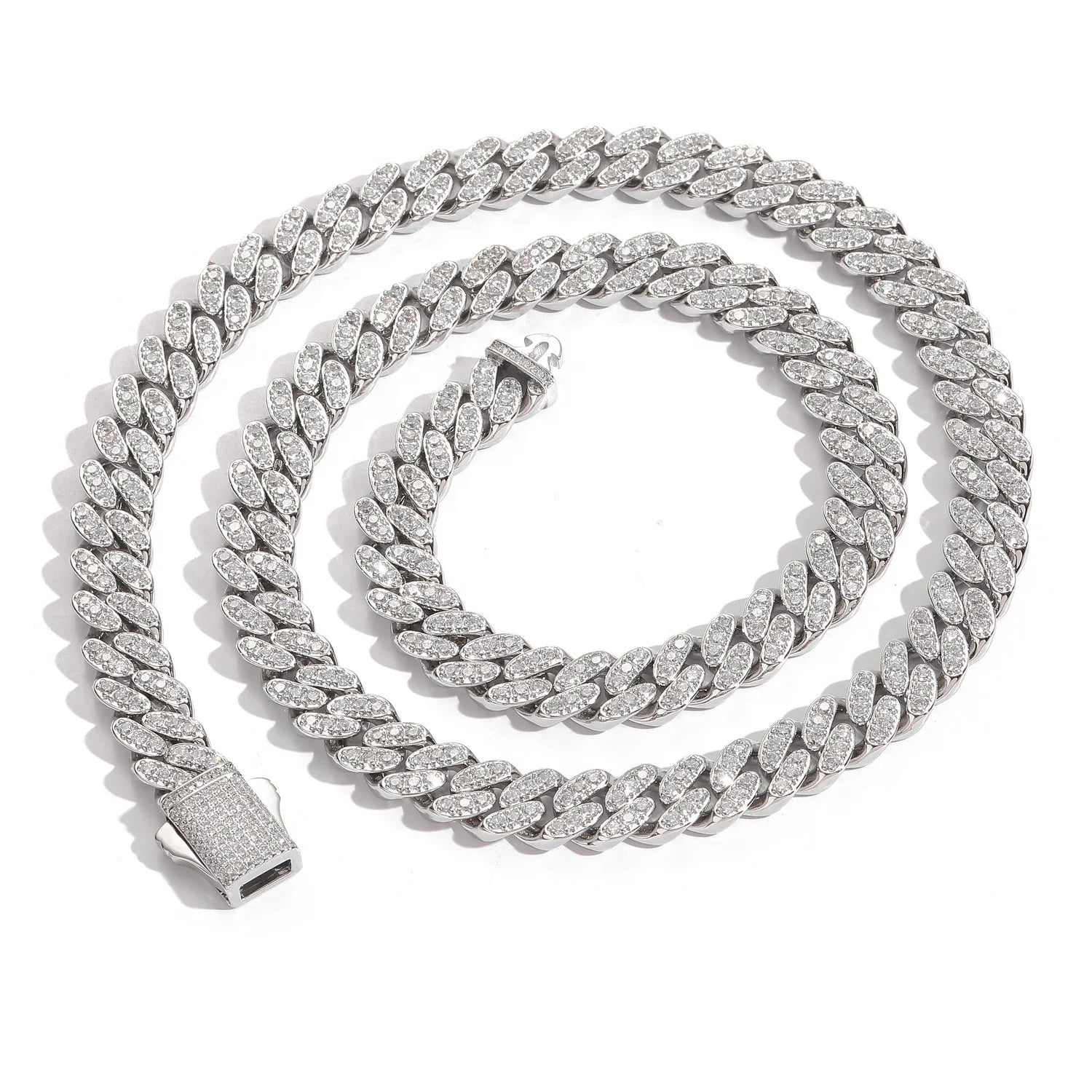 BES 10MM Iced Out Cuban Link Chain Cubic Copper Zirconia Necklace Hip Hop Bracelet Wholesale Women Man Hip Hop Jewelry