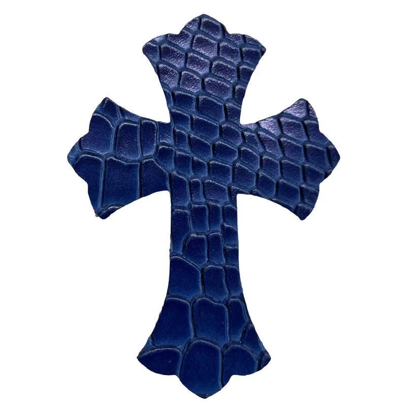 4.5*6.5cm Sheepskin Leather Patch With Cross Shaped Leather Label Genuine Leather DIY With Multiple Colors-106-182