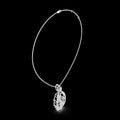 Sterling Silver Paisley Leaf Diamond Pendant Necklace with Link Chain Sparkling Elegant Nature Inspired Jewelry for Women