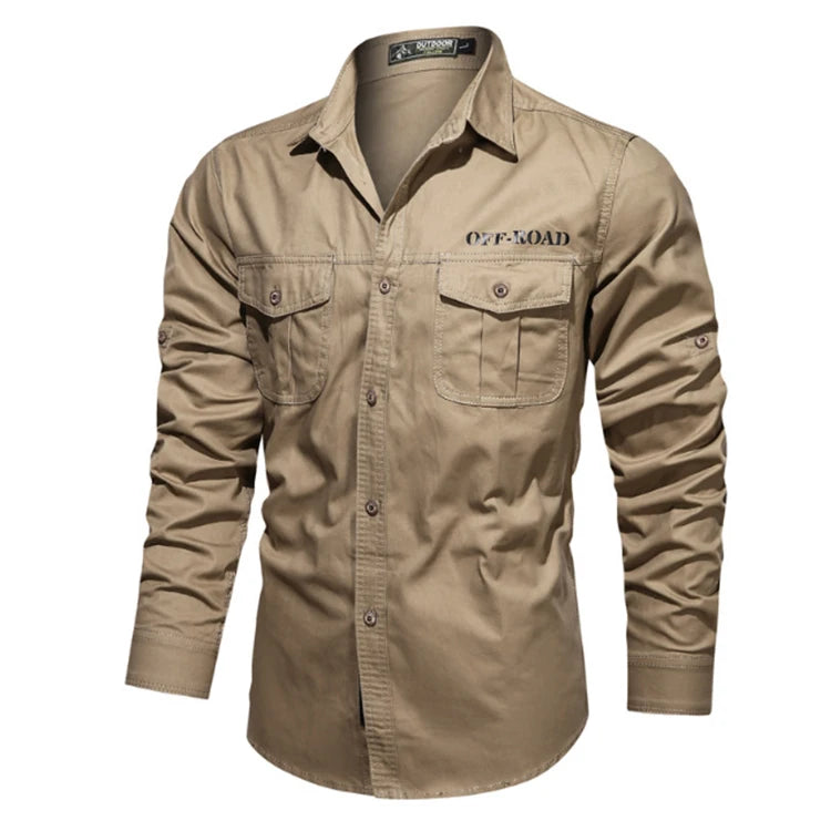 High Quality Men's 100% Cotton Cargo Shirts Customizable Breathable Anti-Wrinkle Eco-Friendly Korean Edition for Work Leisure
