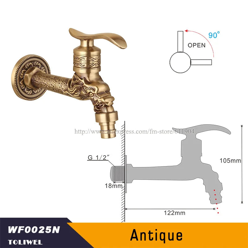 Antique Brass Bathroom Wall Mount Sink Basin Cold Water Faucet Tap G 1/2 Inch Outdoor Garden Hose Faucet Mop Sink tap TWL031