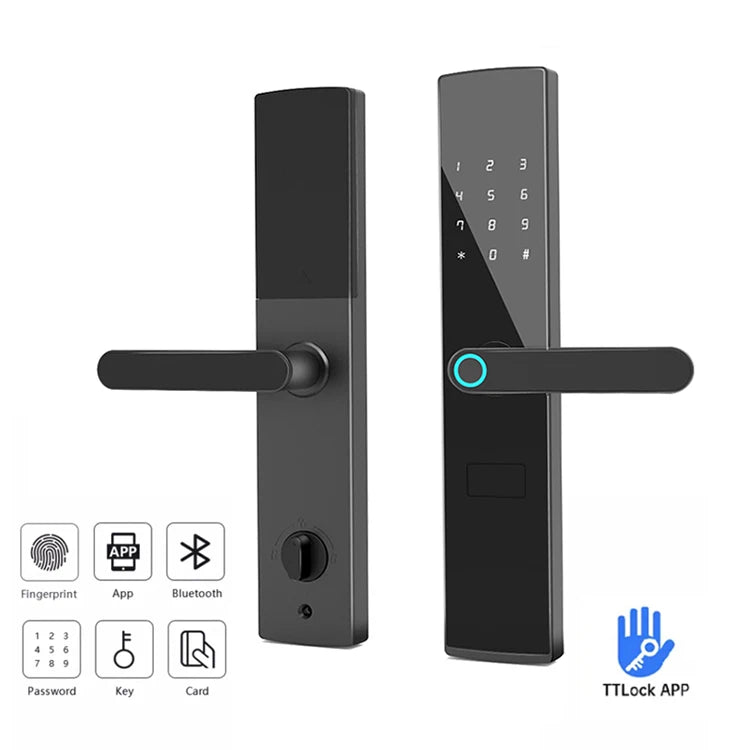 TTlock APP Tuya Ble Wifi Material Smart Lock Door Card Key Apartment Intelligent Good Quality Aluminium Alloy Black Door Lock