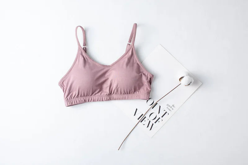 Spring/Summer Ladies Pajamas Sling + Shorts Modal With Chest Pad Solid Color Homewear Set Pajamas Sleepwear Lingerie