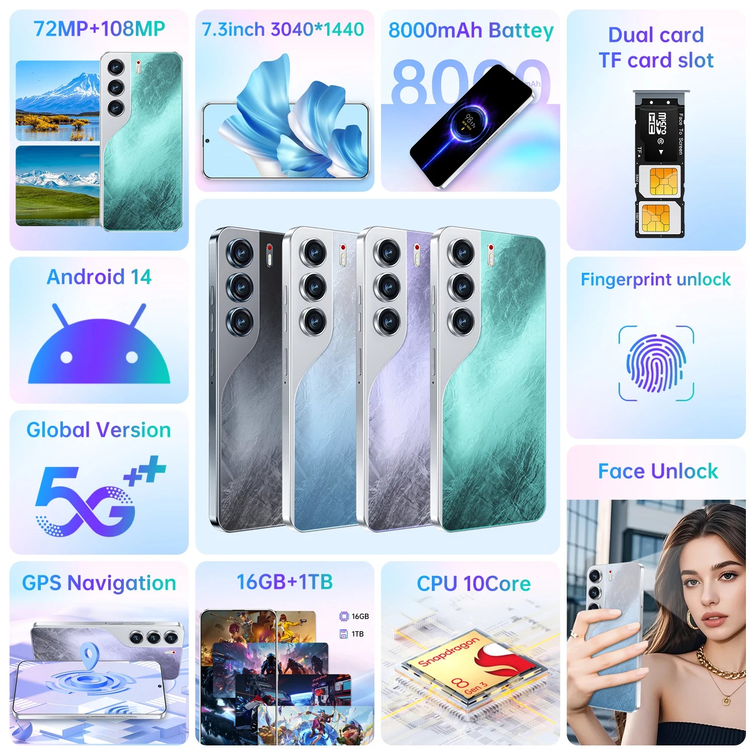 Original Camon 40 Pro Global Version Android Smartphone 5G Dual SIM 108MP Rear Camera AMOLED 6000mAh Battery Spanish CDMA LTE