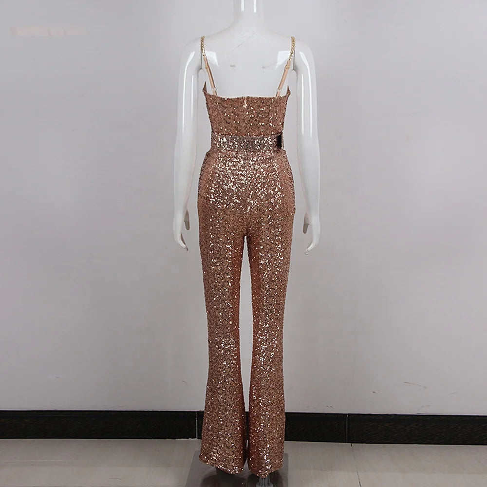 OUDINA Wholesale Party Club Backless Low-neck Mesh Jacquard Trousers Tight Knit Jumpsuits Playsuits Bodysuits Jumpsuit Women
