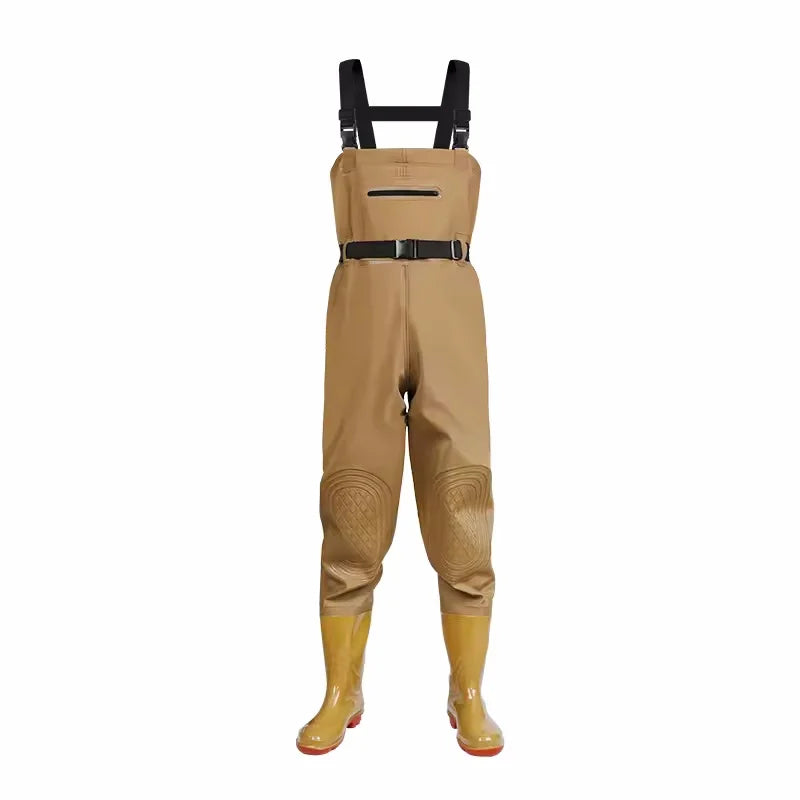 Extra Thick Durable Rain Pants with Rain Shoes Waterproof Unisex Fishing Waders for Four Seasons Outdoor Use