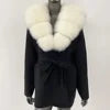 Women's New Spring Fashion Soft Midi Fox Fur Collar Knitted Cardigan Sweater Coat Casual Outerwear for Winter
