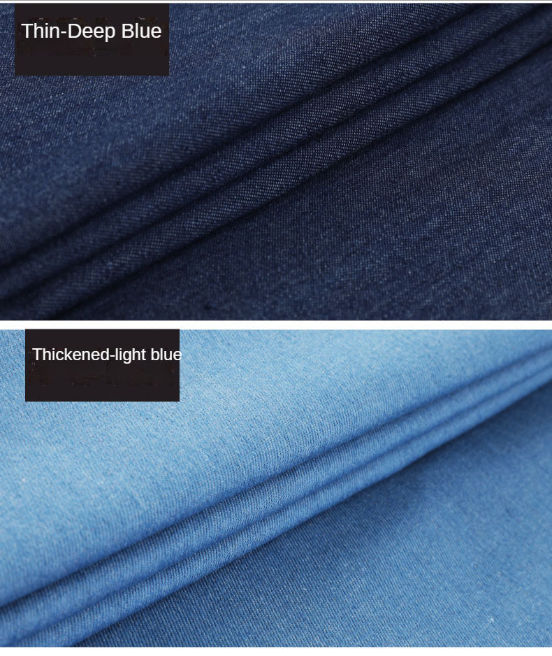 Washed Denim Fabric By The Meter for Sewing Jeans Shirts Clothing Polyester Cotton Diy Thin Thickend Micro Stretch Plain Summer