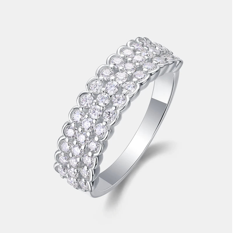 Fashion Fine Jewelry Platinum Plated Bezel Setting Moissanite Engagement Wedding Anniversary Eternity Rings S925 Sterling Silver