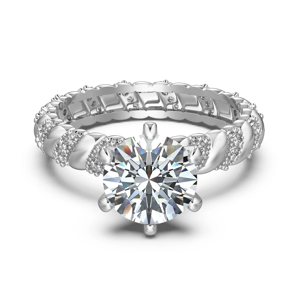 Dylam Classic Elegance Dainty Jewelry S925 Silver Eternity Band 2ct D Color VVS1 Clarity Moissanite Stone Wedding Promise Rings