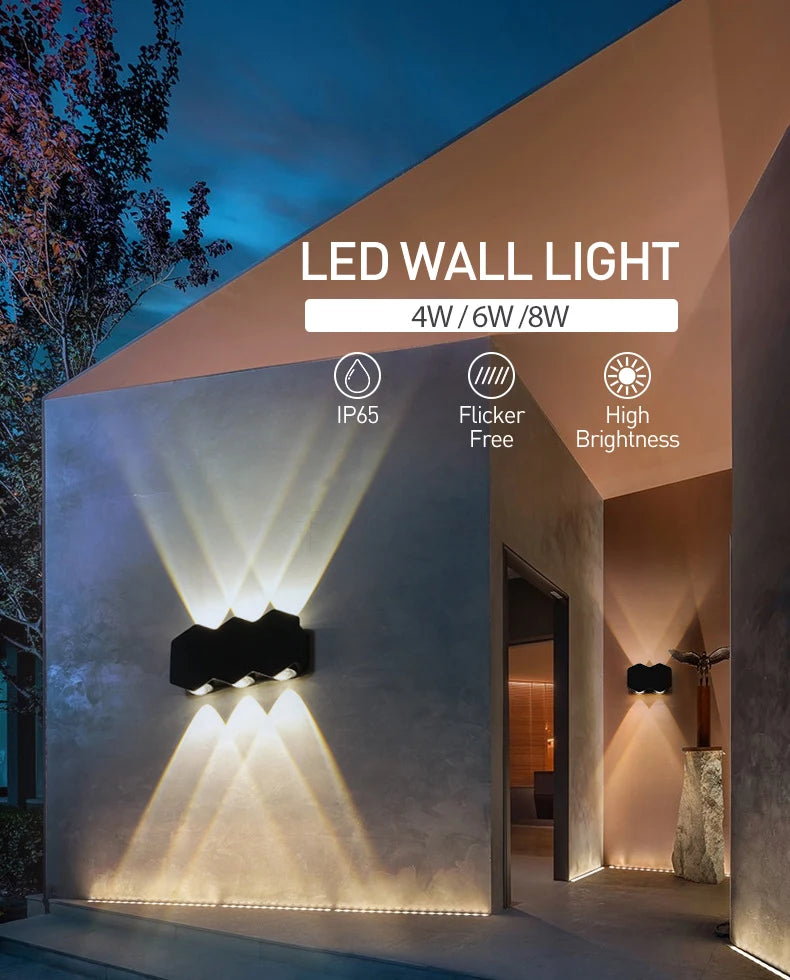 LED Wall Lamp Waterproof Outdoor Wall Light Porch/Garden/Bedroom Indoor Modern Nordic Sconce Luminaire 2 4 6W 8W 10W 12W 85-265V
