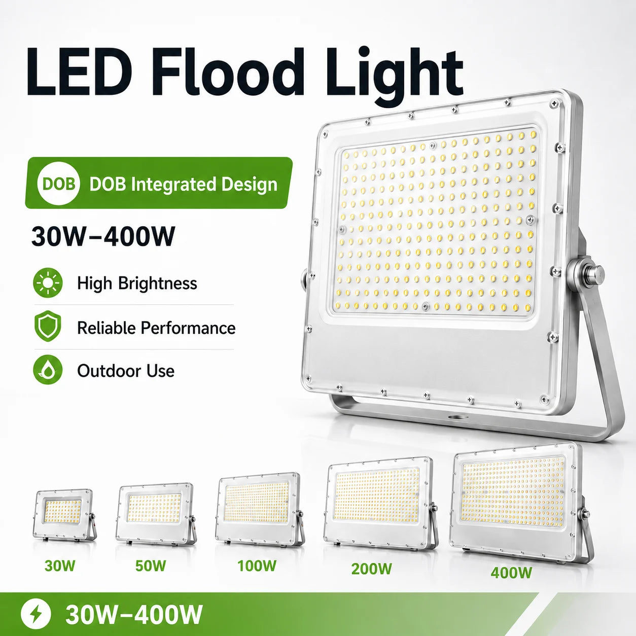 DOB LED Flood Light IK09 Impact Resistant Wide Voltage Billboard Mall Commercial Project Wholesale
