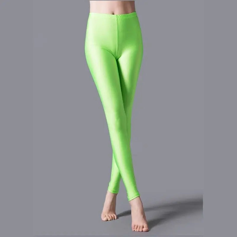 Women Shiny Pant Leggings Hot Selling Leggings Solid Color Fluorescent Spandex Elasticity Casual Trousers Shinny Legging