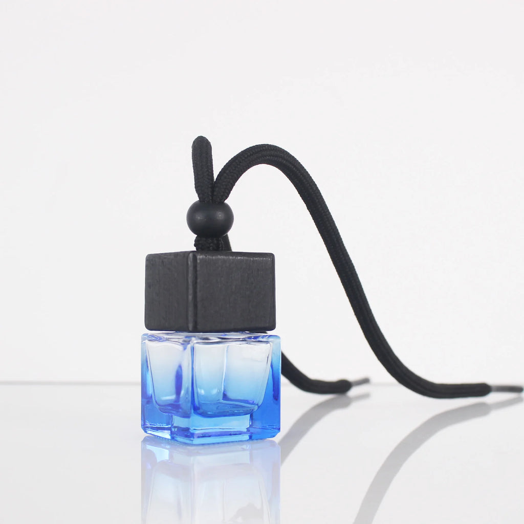 6ml New Arrival Car Hanging Glass Emtpy Bottle With Square Black Wooden Cap Car Air Freshener Diffuser Perfume Bottle
