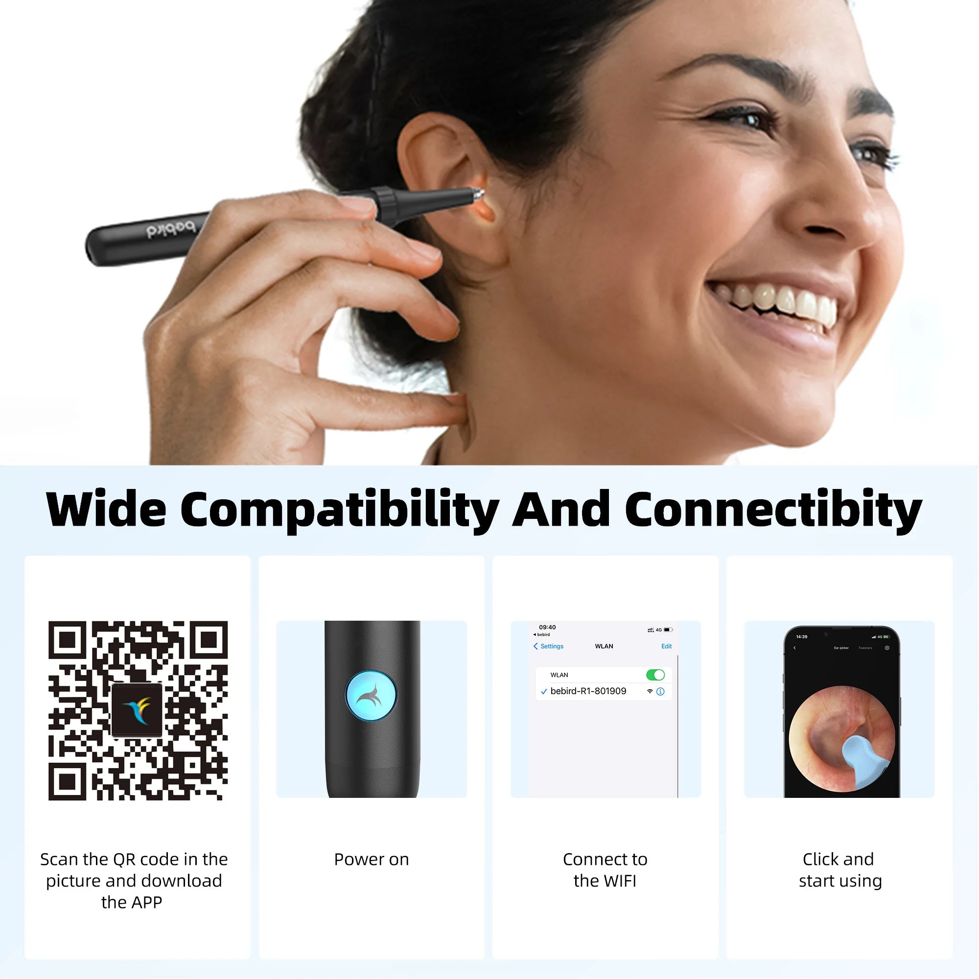 For R1 Hot Visual Ear Endoscope Ear Cleaner with HD 1920x1080P 30fps 3-Axis Gyroscope Camera-Product Entry Into CVS Pharmacy