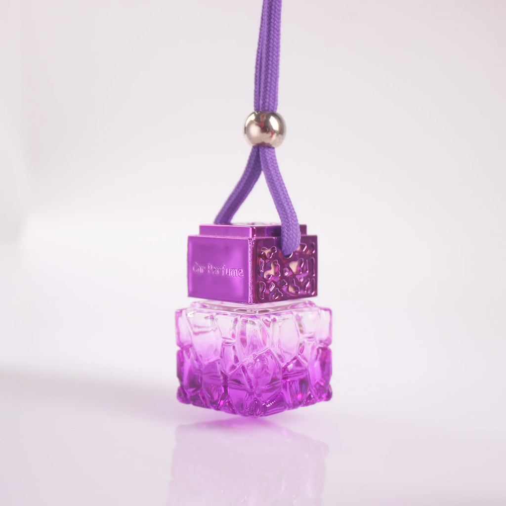 Exquisite 8ml Tinted Honeycomb Shape Car Perfume Bottle Gold Pink Blue Glass Aromatherapy Diffusers for Hanging in Cars