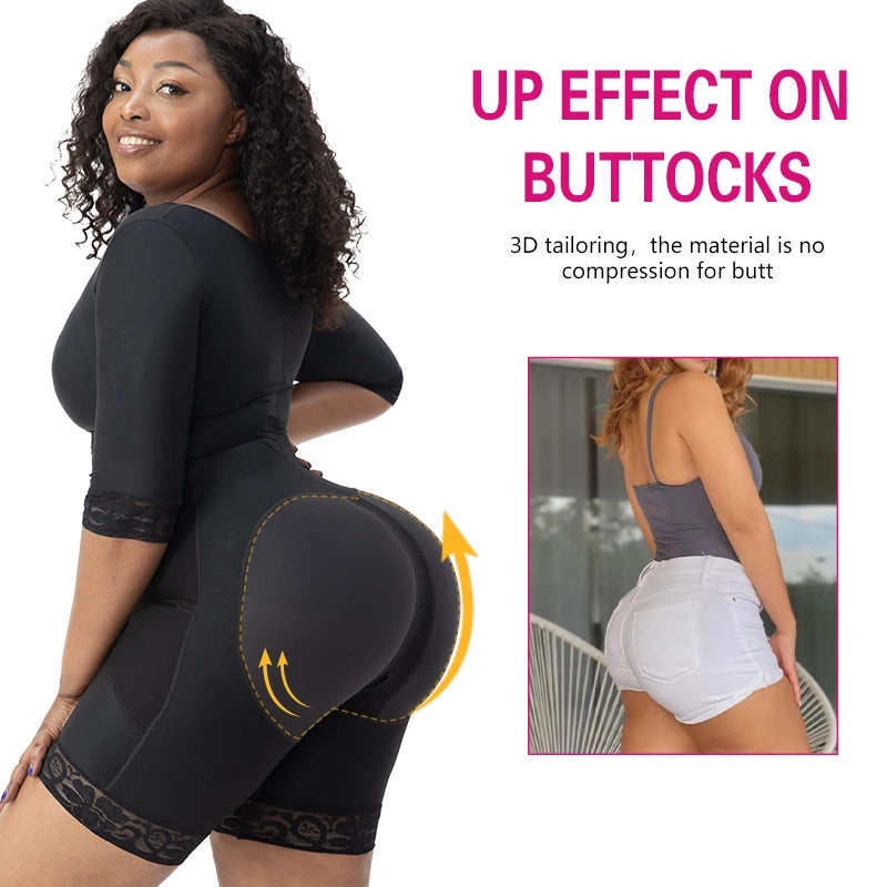 Wholesale Women Long Sleeves Full Body Bodysuit Arms Shaper Girdle Bra Bbl Compression Post Surgery Shapewear Colombianas Fajas