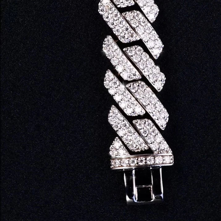 OEM 925 Sterling Silver Square Edge Cuban Bracelet Full Micro Pave Moissanite Box Clasp Pass Tester Hip Hop Jewelry
