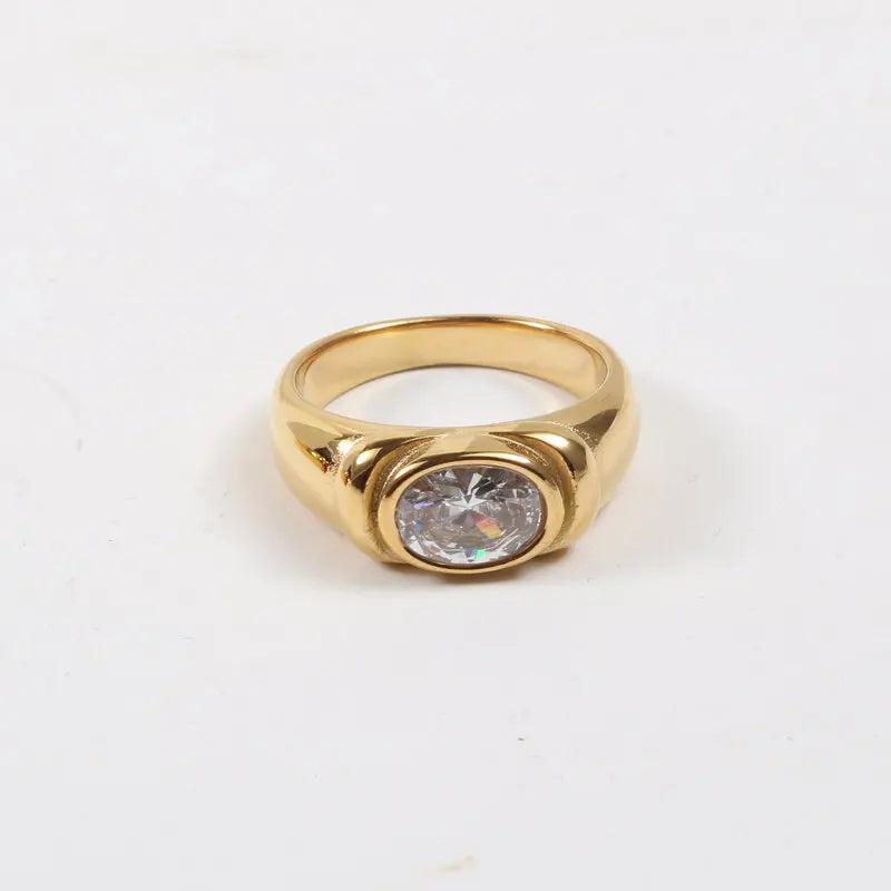 PVD 18K Gold Plated Red & Blue & Green Zircon Stainless Steel Rings for Women Gold Rings Jewelry Wholesale