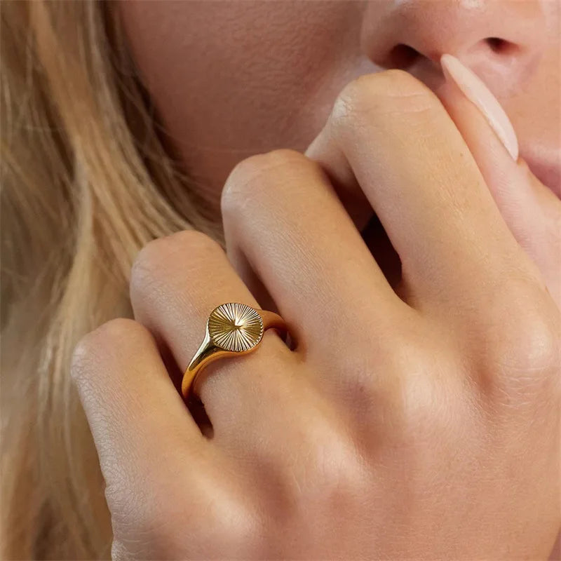 Wholesale High Quality Women's 18K Gold Plated Stainless Steel Jewelry Rings