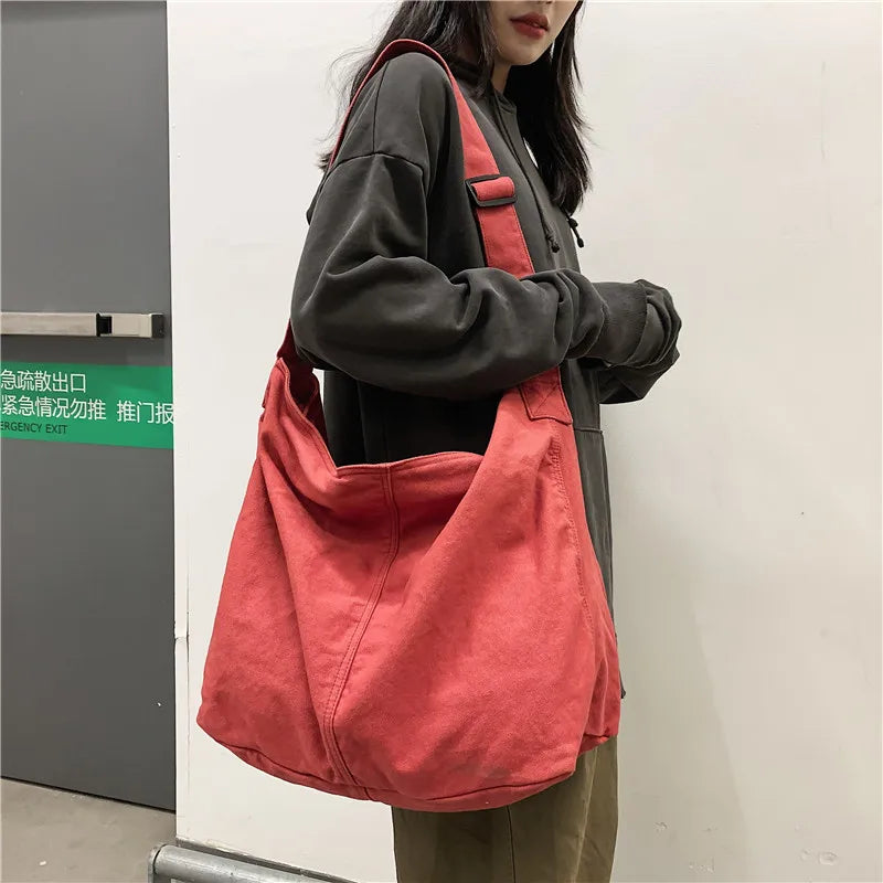 HOCODO New Bags for Women 2022 Canvas Shoulder Bag Fashion Large Capacity Handbags Female Casual Travel Bags Soft Crossbody Bags