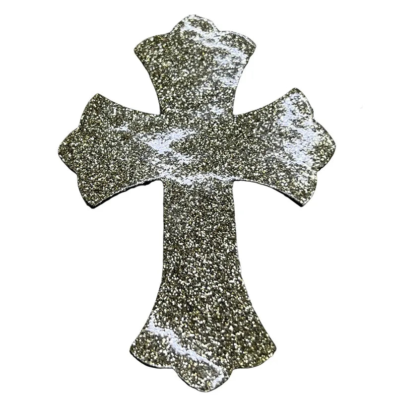 4.5*6.5cm Sheepskin Leather Patch With Cross Shaped Leather Label Genuine Leather DIY With Multiple Colors-106-182