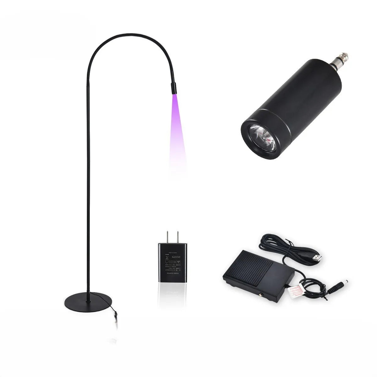 Professional 5W UV LED Lamp for Nail Grafting Lashes White Black Eyelash Lamp with Electric Power Supply Fast Curing Uv Lamp