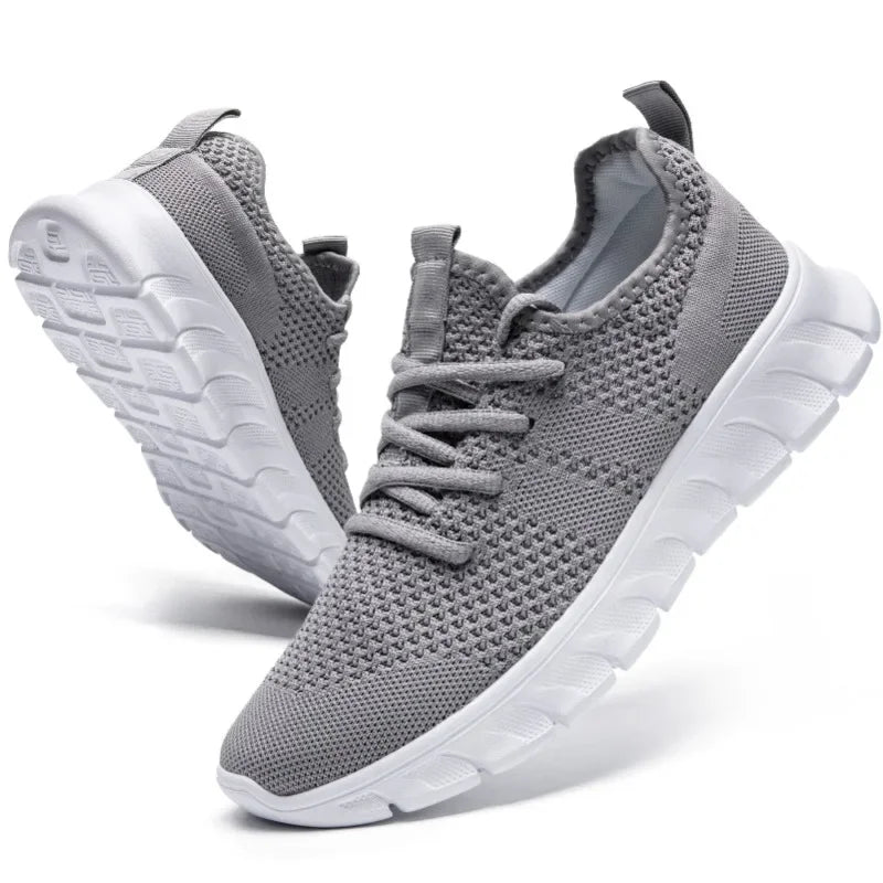 LSH Men Athletic Sneakers Black Loafers Casual Sports Knit Sneakers Breathable Athletic Running Walking Gym Shoe