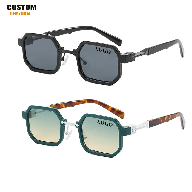 2026 Trendy Fashion Sunglasses Unisex Vintage Gradient Irregular Square Frame Green/Gray/White Options UV400 Protection