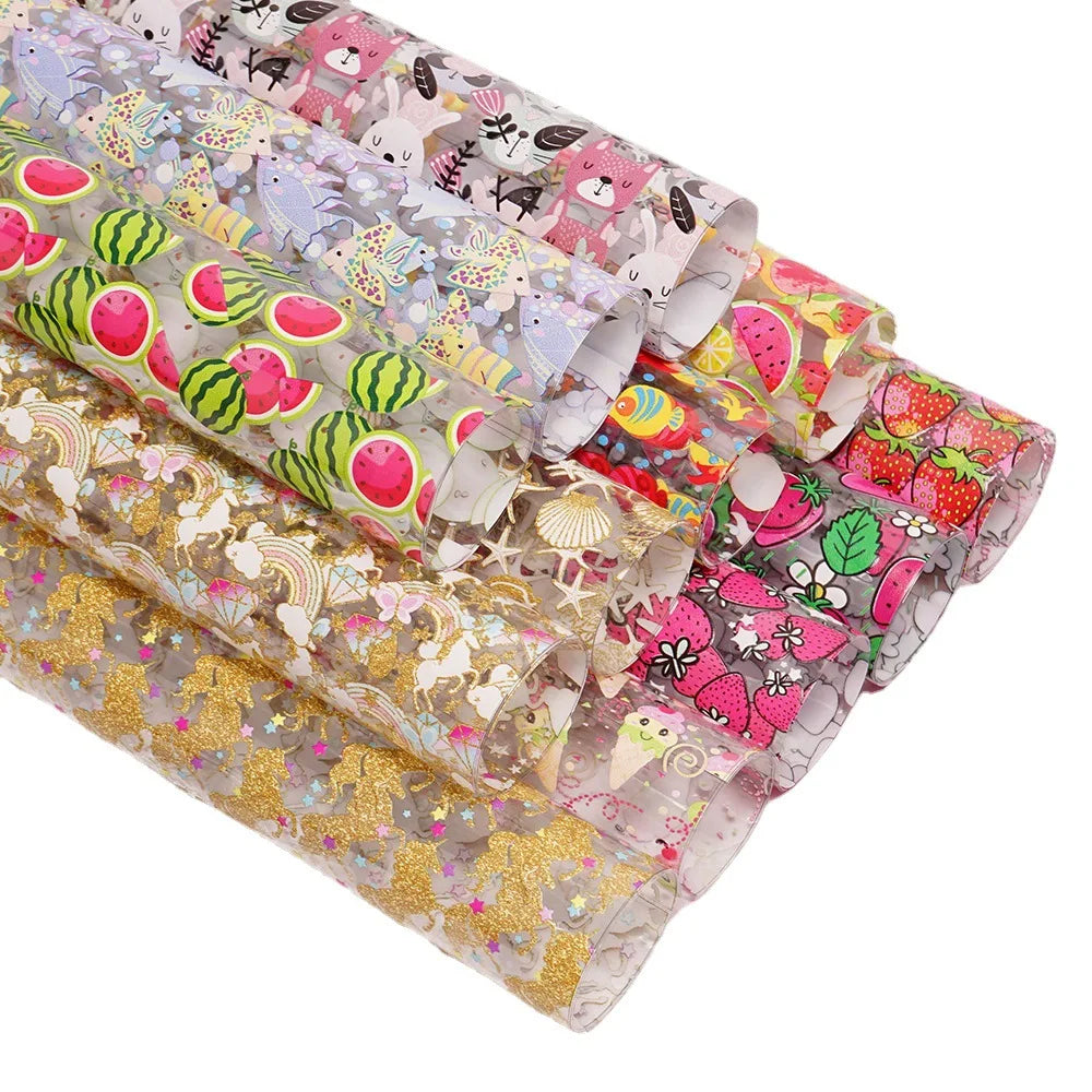 30*120CM PVC Transparent Artificial Printed Leather Digital Printing Faux Leather Waterproof Sofa Garment Gloves Home Textiles