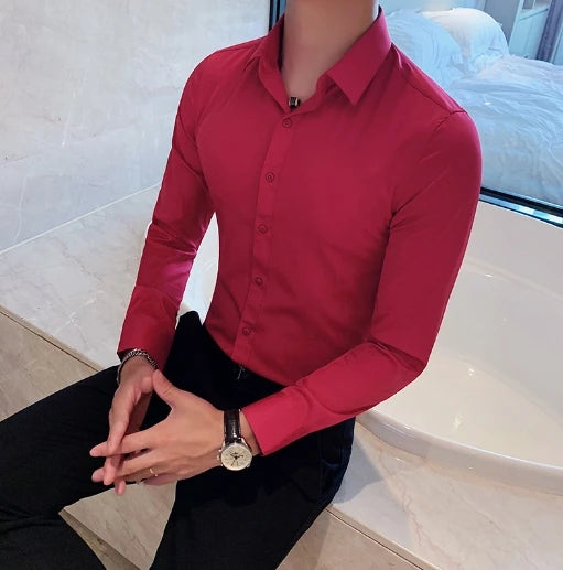 Liu Ming Hot Product 2024 Autumn Men s Clothes Casual Slim Social Party Long Sleeve Business Formal Shirt