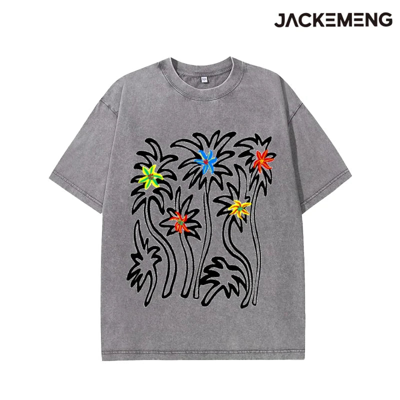 Oversized Vintage Tropical Streetwear Print Tshirt USA Stock Wholesale Y2K Casual Tee