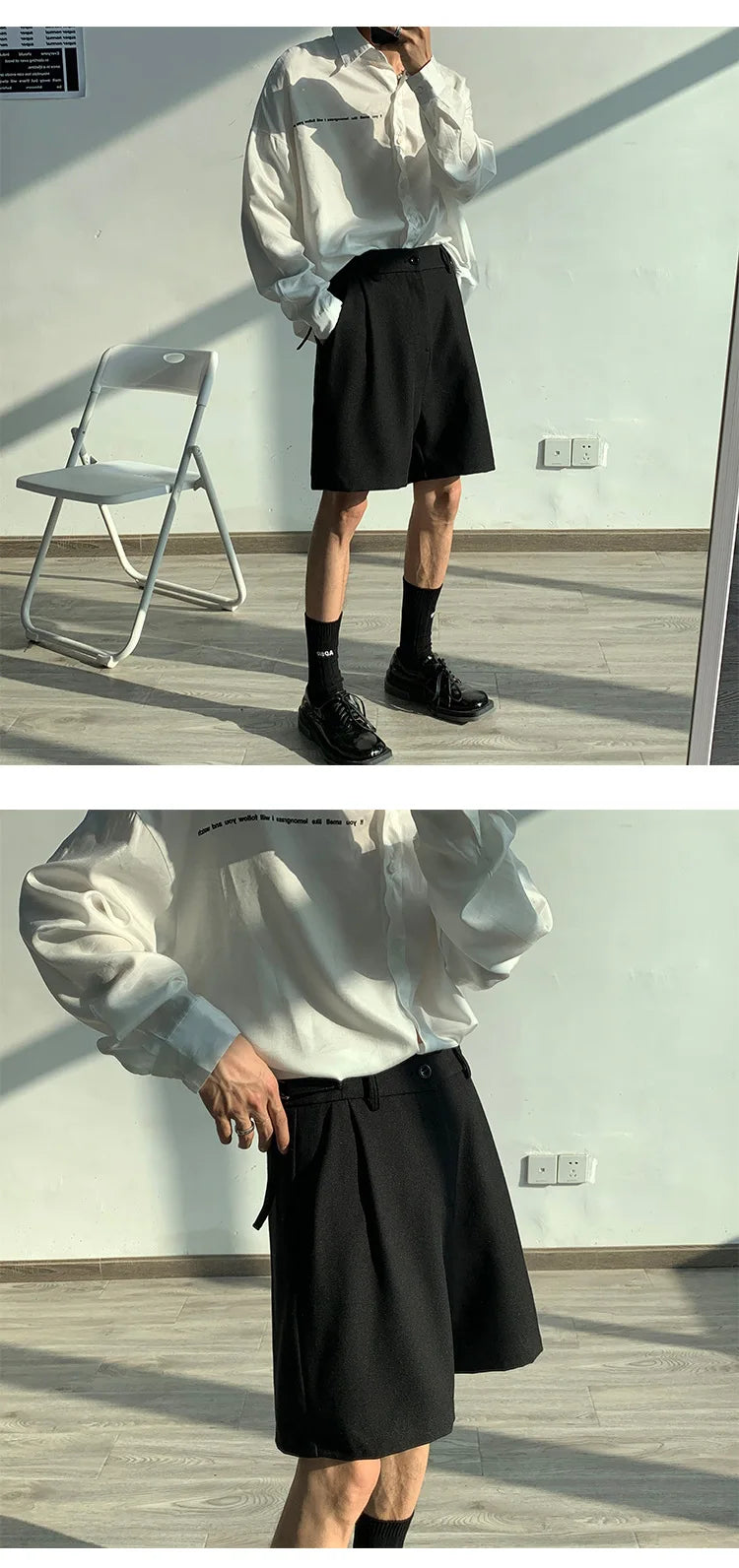 Fashion Casual Shorts Men Summer Korean Chic Wide Leg Trousers Male Knee-length Sashes Draped Loose Retro Popular High Street