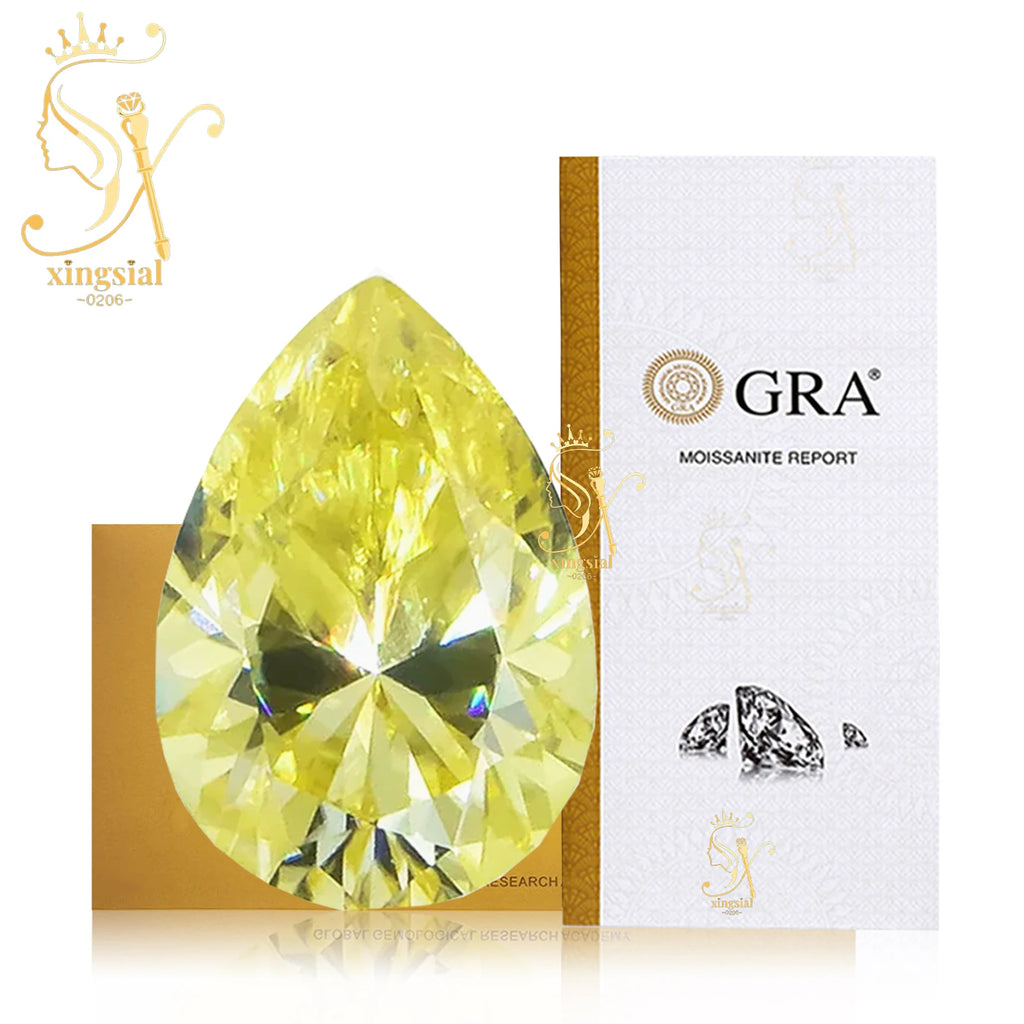 Xingsial 4x6mm 9x13mm Multiple Color VVS1 0.5ct 5ct GRA Certificated Pear Cut Synthetic Diamond Gemstone Loose Moissanite Stone